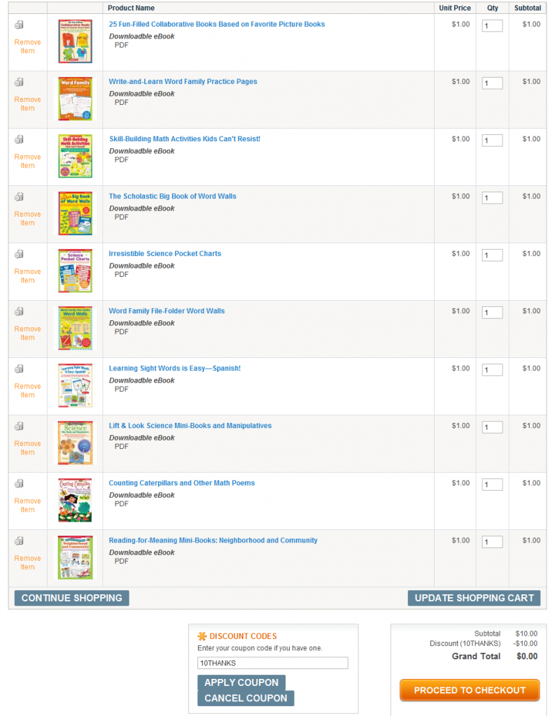 Scholastic Teacher Express Dollar Days Freebies